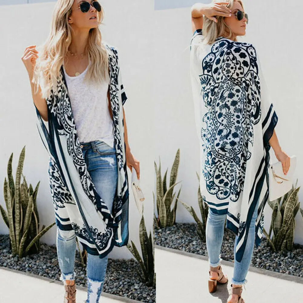 Женская накидка на бикини Пляжная макси юбка саронг кимоно кафтан платье| |