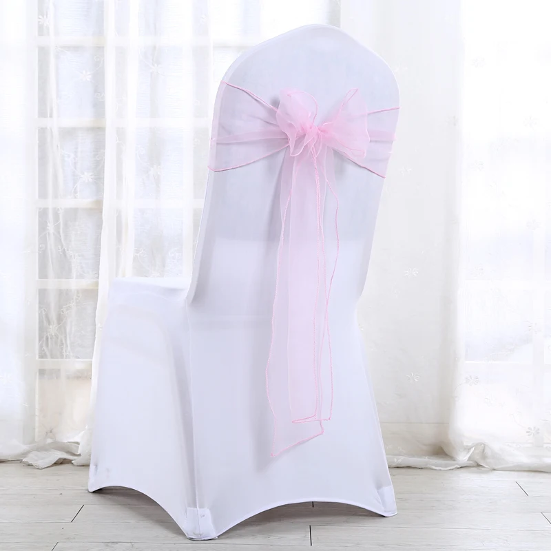 Light pink 50 шт./компл. органза высокого качества стул пояса свадебный стул заколка для волос украшения стулья бантик ремень Галстуки для свадеб банк - Цвет: Light pink