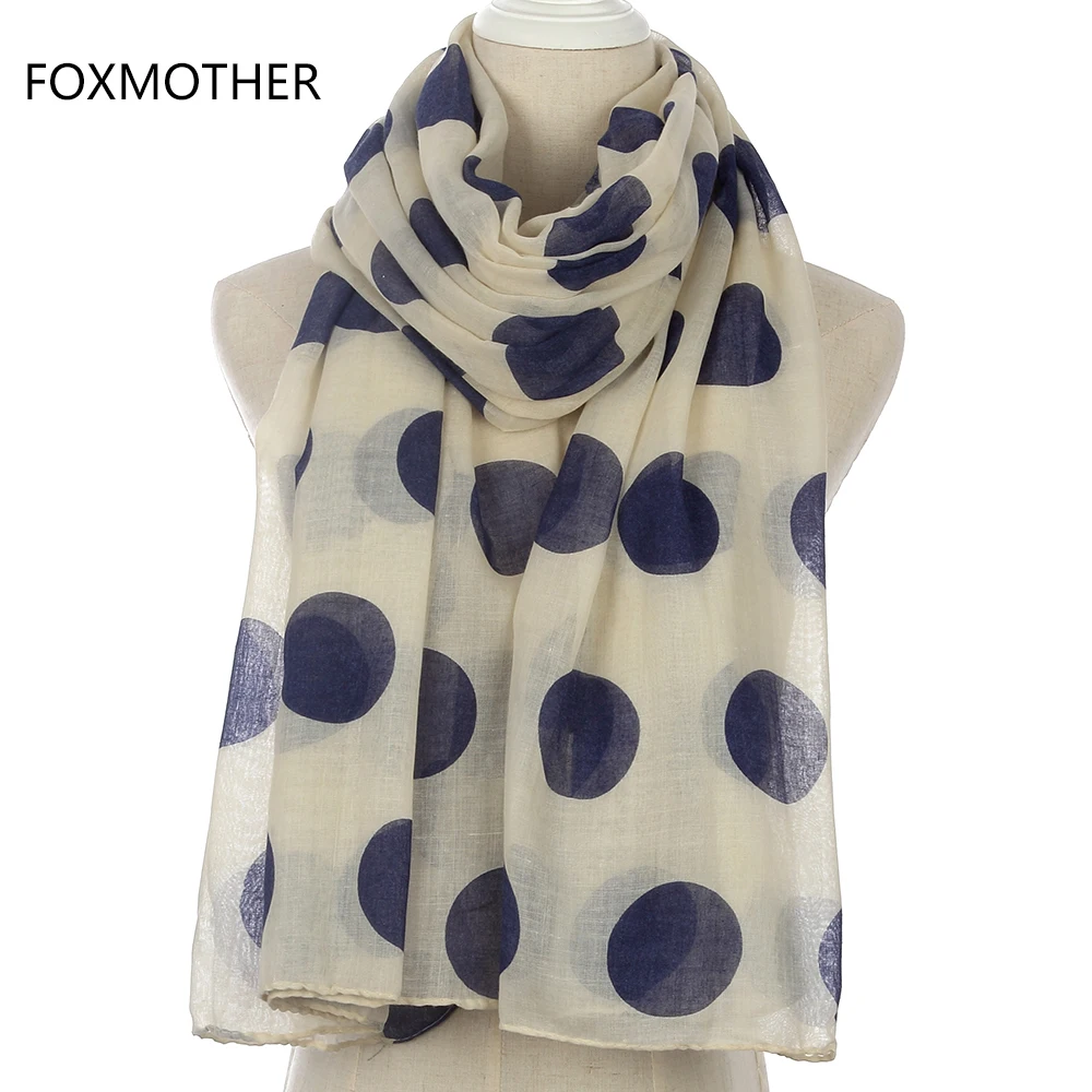 FOXMOTHER/Новый женский модный черный красный темно синий шарф в горошек|polka dot scarf|dot