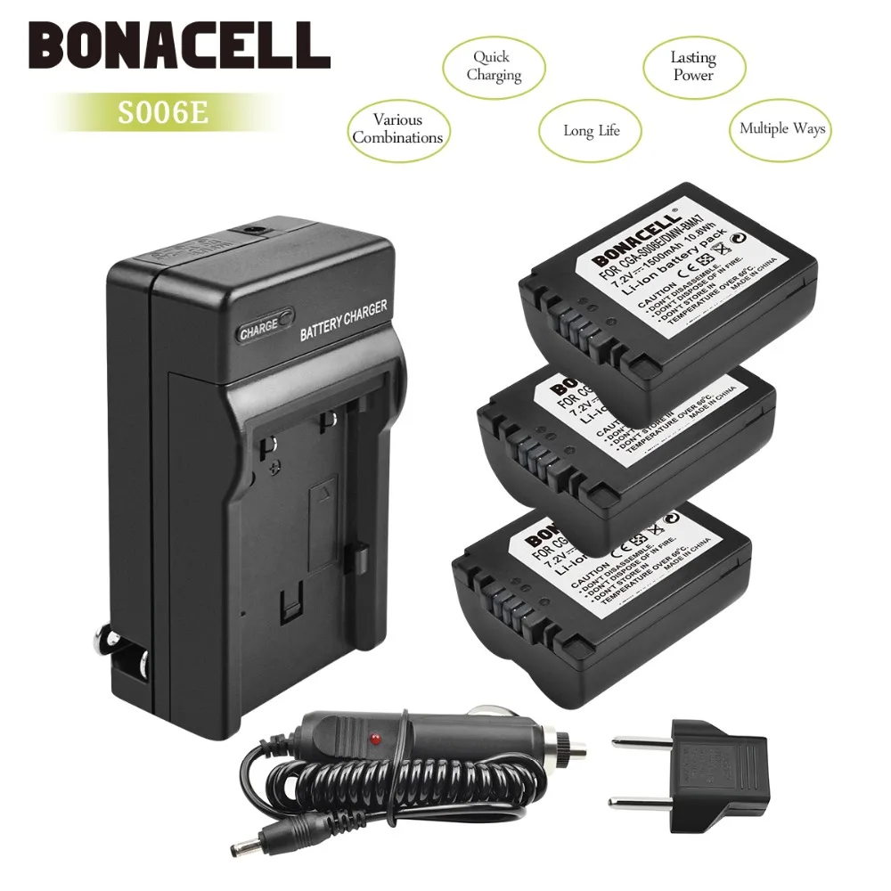 Bonacell 1500 мАч CGA S006E зарядное устройство для Panasonic Lumix DMW BMA7 DMC FZ50 FZ30 CGR S006 S006A1B