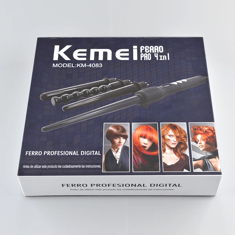 Щипцы Kemei Pro для завивки волос 5 сменных деталей ЖК дисплей температуры
