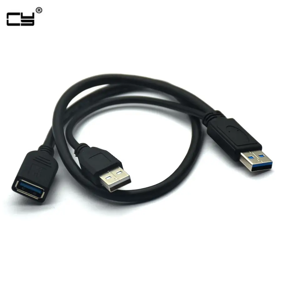 

USB 3.0 AF to AM Y type cable two USB 3.0 A Male to USB Female for external Hard Disk with extra power cable 50cm 100cm