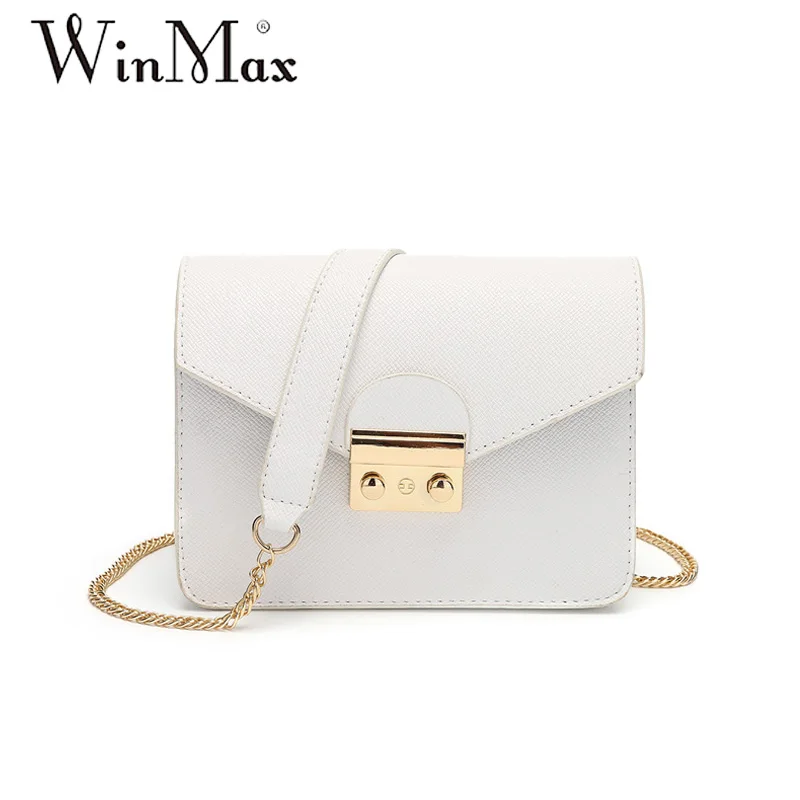 A white Winmax летняя брендовая маленькая сумка на плечо для женщин, сумки-мессенджеры, женская простая сумка на цепочке, женская сумка через плечо с клапаном, 10 цветов - Цвет: A white