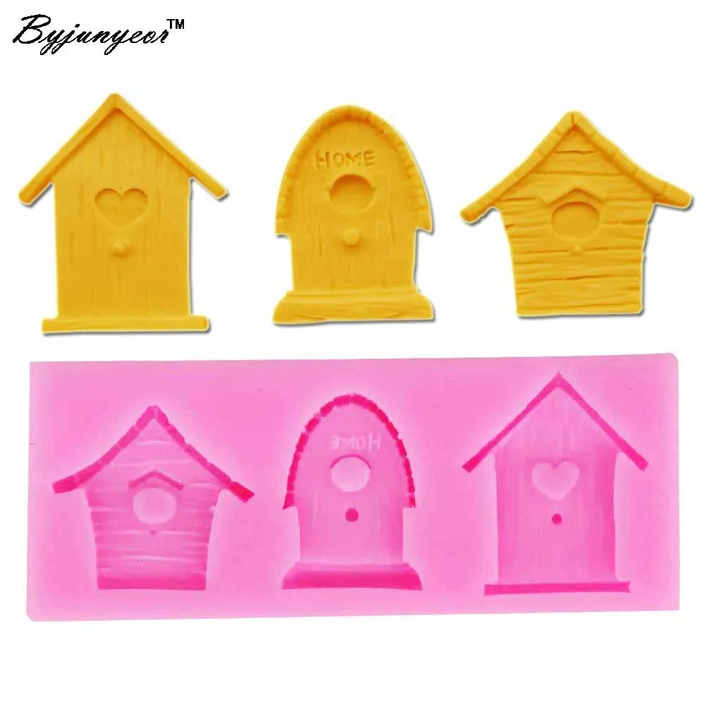 

Byjunyeor Cartoon Bird House Epoxy UV Resin Silicone Molds Fondant Cake Decorating Mold Chocolate Candy Resin Clay Moulds M763