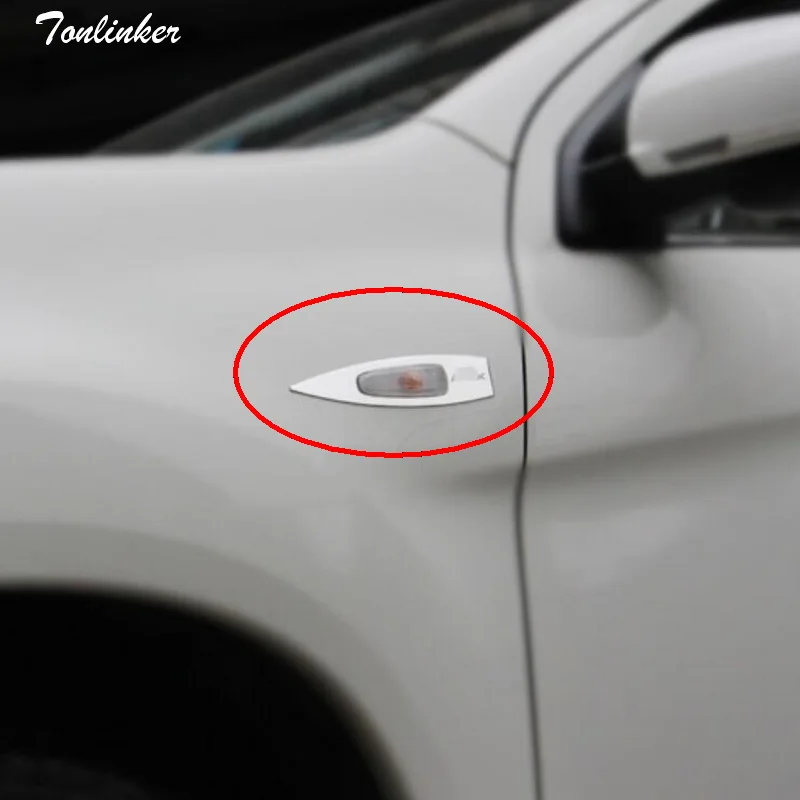 

Tonlinker Car body Turnlight Cover Stickers with logo for Mitsubishi ASX 2011-15 Car styling 2 PCS Stainless steel Cover sticker