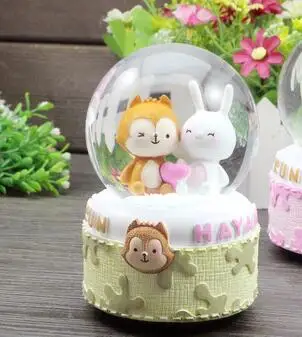 Музыкальная шкатулка в виде хрустального шара светящаяся снегу музыкальная