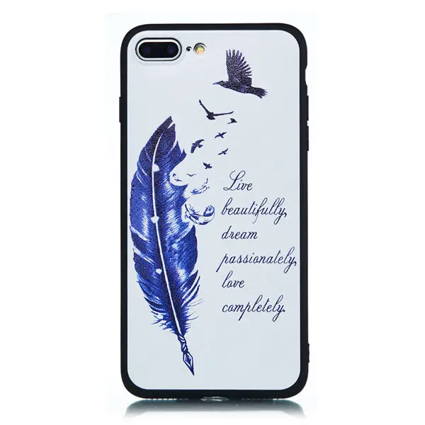 Чехол для iPhone 8 Plus с рисунком совы, чехол для iPhone 6, 6 s, 7, 8 Plus, 5, 5S, SE, X, XS, MAX, XR, животный узор, мягкий чехол из ТПУ - Цвет: feather