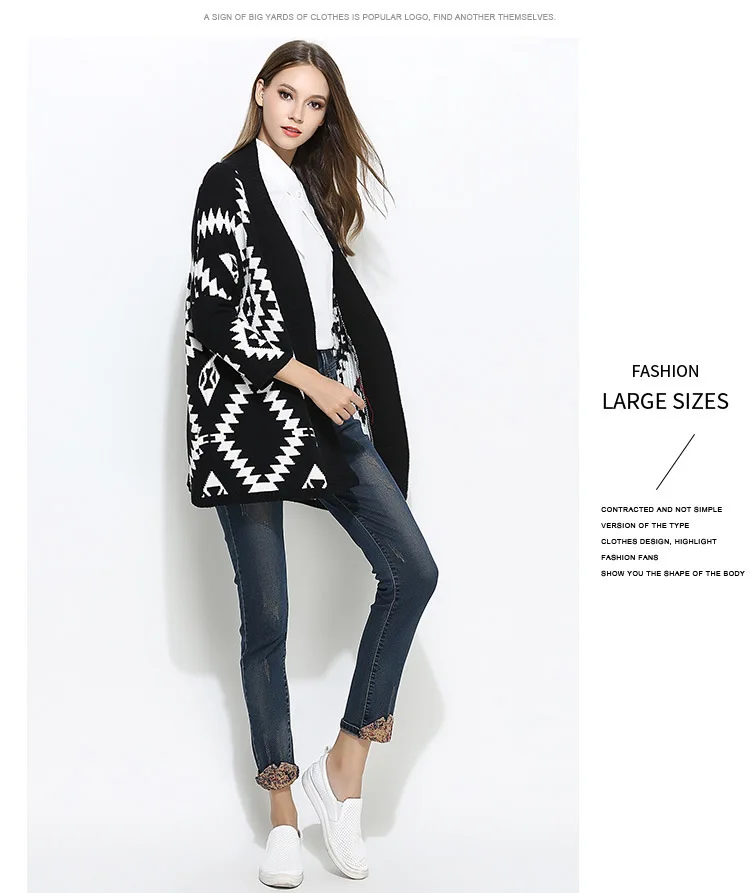 Зимняя и Осенняя мода argyle длинный женский свитер Европейский Стиль открытая