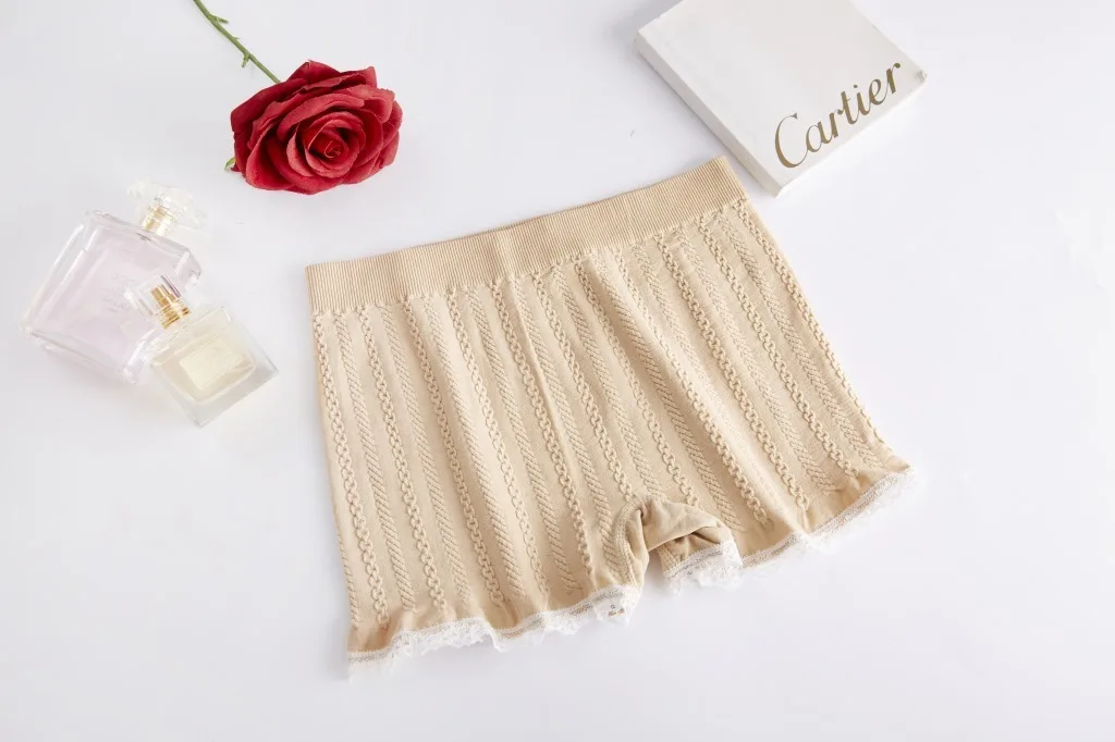 PEONFLY Women Soft Shorts Sexy Seamless Abdomen Women Safety Short Lace Pants Female Anti Lighting Solid Color Soft Comfortable