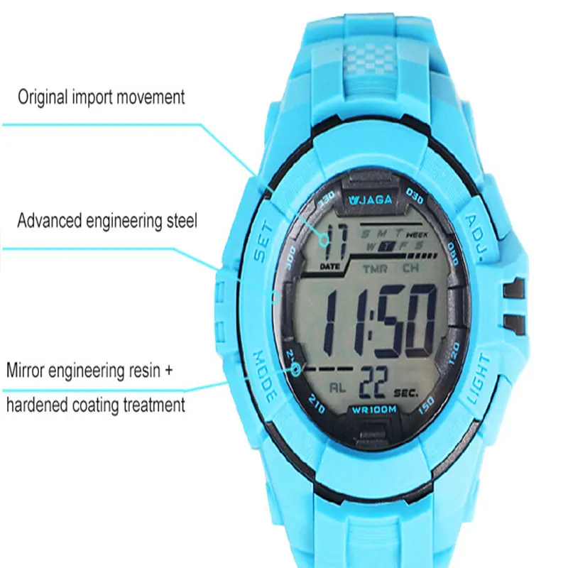 

JAGA Men's Military Watch Sports Watches Swiming Waterproof Watch Climbing LED Digital Watch Men Wristwatches M1029