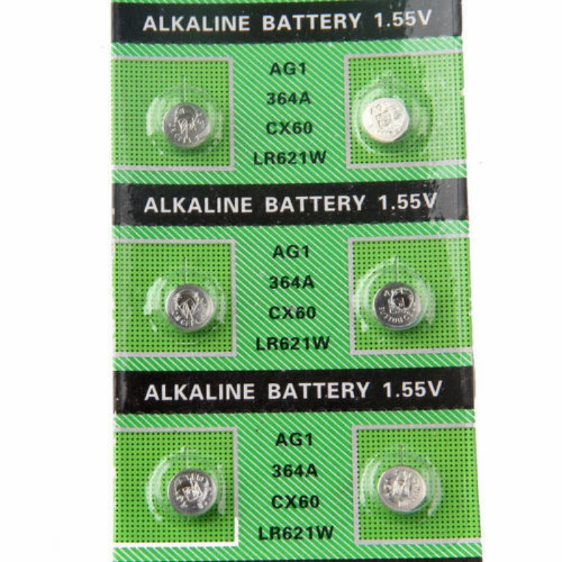 200 шт./лот = 20 карт AG1 щелочные батарейки 364 364A Cx60 LR621W 1 55 V Щелочная монетная
