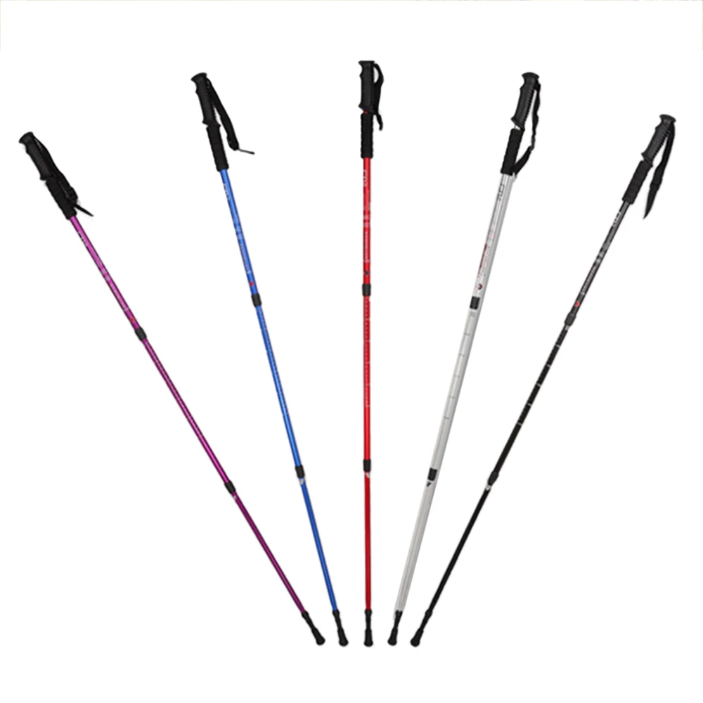 

3 Section Outdoor Trekking Pole Telescopic Collapsible Portable Old Man Pole Travel Cane Crutches Hiking Walking Stick Crutch