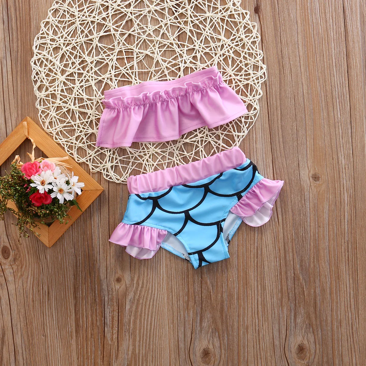 Детский купальник для девочек бикини в стиле русалки танкини пляжная одежда