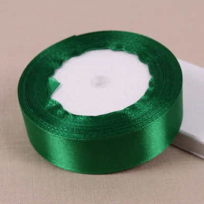 25 ярдов Зеленая Шелковая атласная лента Свадебный декор подарочная упаковка