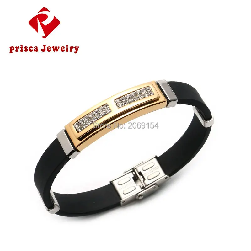 

Men Jewelry Charm Bracelet Gold Wristband Jewelry Magnetic Stainless Steel Link Chain Fashion Jewelry Silicone
