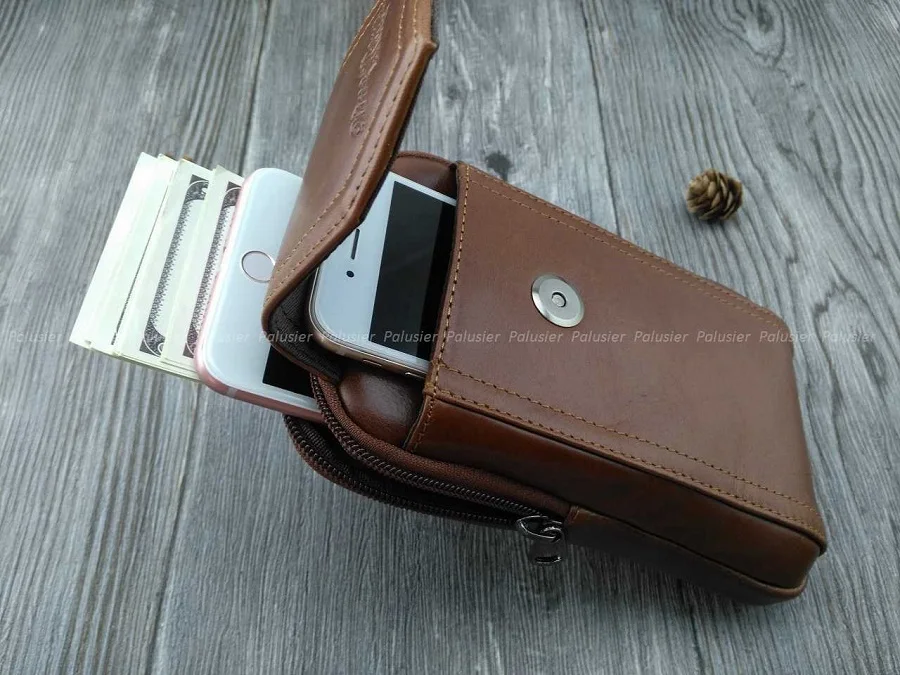 Мужской кошелек из натуральной воловьей кожи в стиле ретро|leather waist packs|waist packpocket