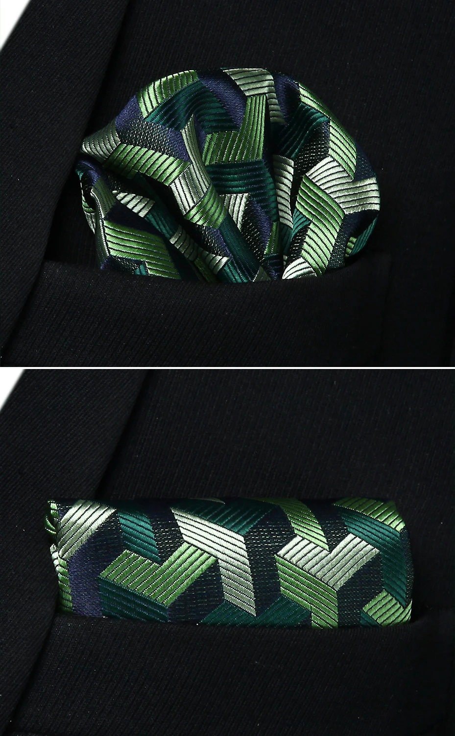Bow Tie handkerchief set Men Woven Party Wedding Green Geometric Self Pocket Square Set#BG804GS | Аксессуары для одежды