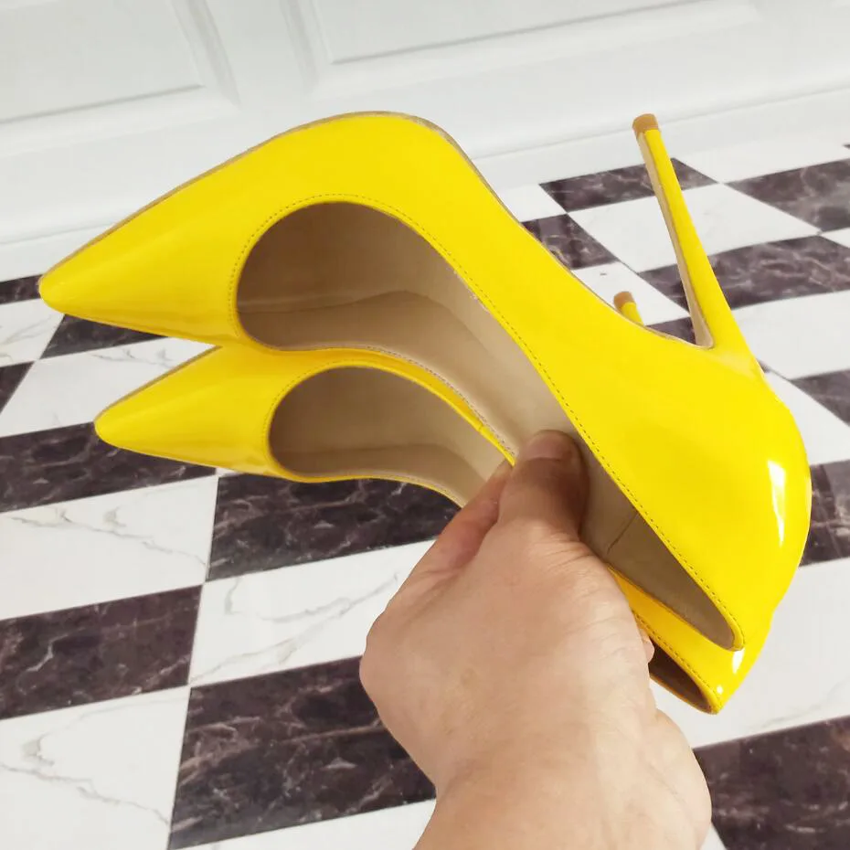 Женские туфли-лодочки модные туфли на высоком каблуке желтые женские свадебные