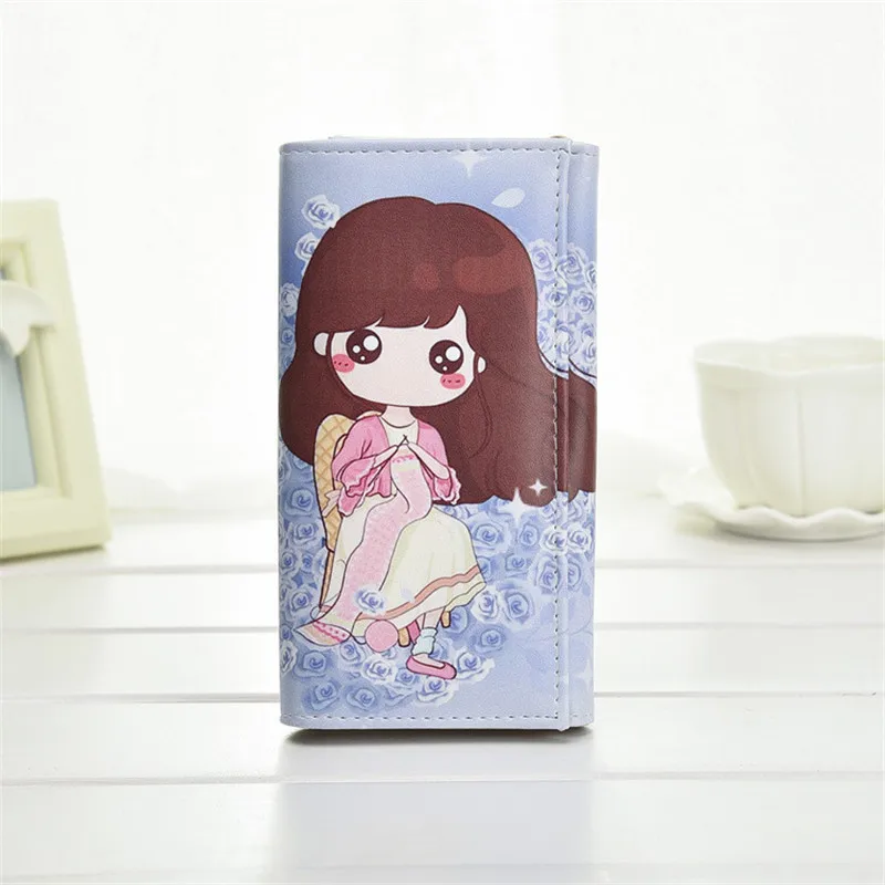 Модный милый кошелек для девочек с рисунком аниме Длинный из искусственной кожи