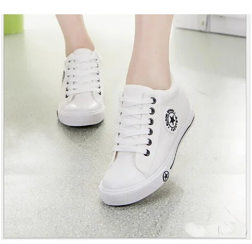 Женские холщовые туфли на танкетке дышащие шнуровке спортивная обувь Размеры 35 ~