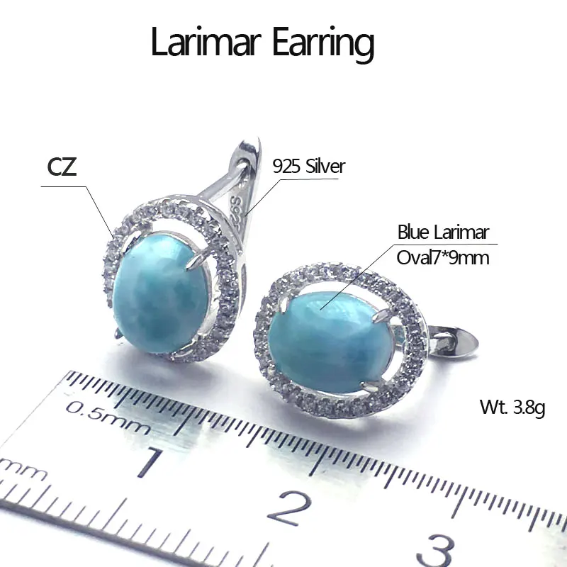 CSJ, классические Серьги Larimar, хорошее качество, Стерлинговое Серебро 925 пробы, натуральный синий драгоценный камень, хорошее ювелирное изделие, обручальные кольца для женщин, подарок