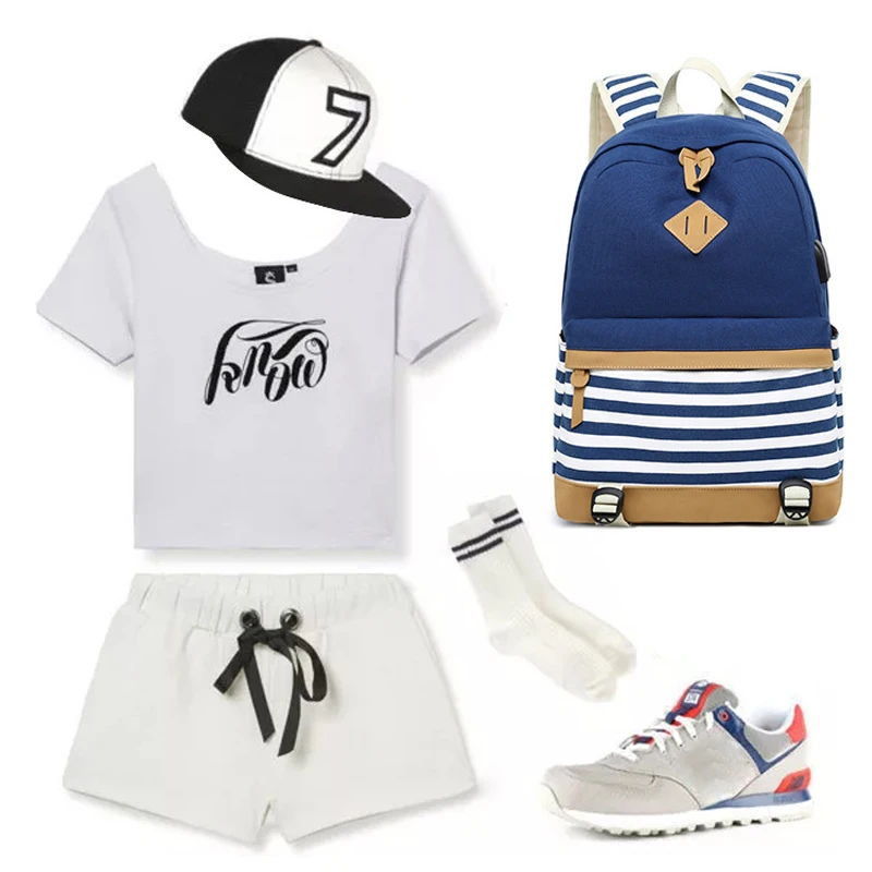 Комплект из 2 предметов школьный рюкзак с USB разъемом для девочек подростков