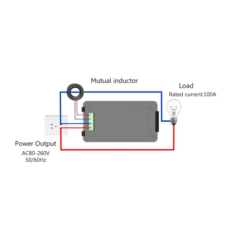 AC 100A 6in1 Digital Power Energy Monitor Voltage Current KWh Watt Meter 80~260V 110V 220V with Split CT | Инструменты