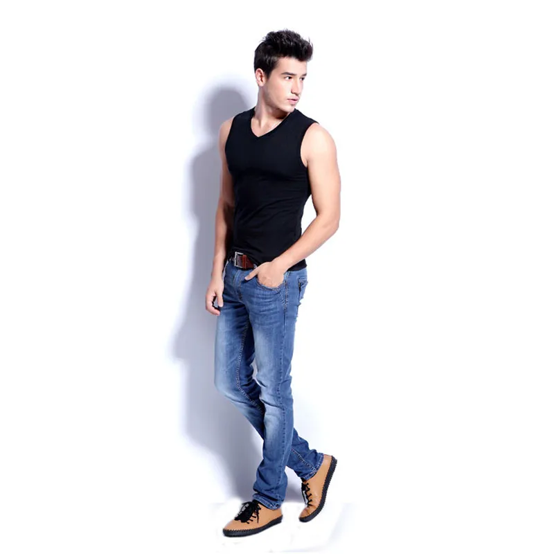 Для мужчин модные безрукавки 100% Хлопковые фирменные носки без рукавов майки для