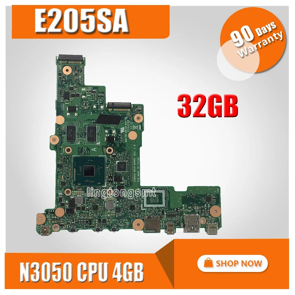 E205SA материнская плата для ноутбука For Asus E205S tp200sA тестовая N3050 CPU 4 Гб RAM 32