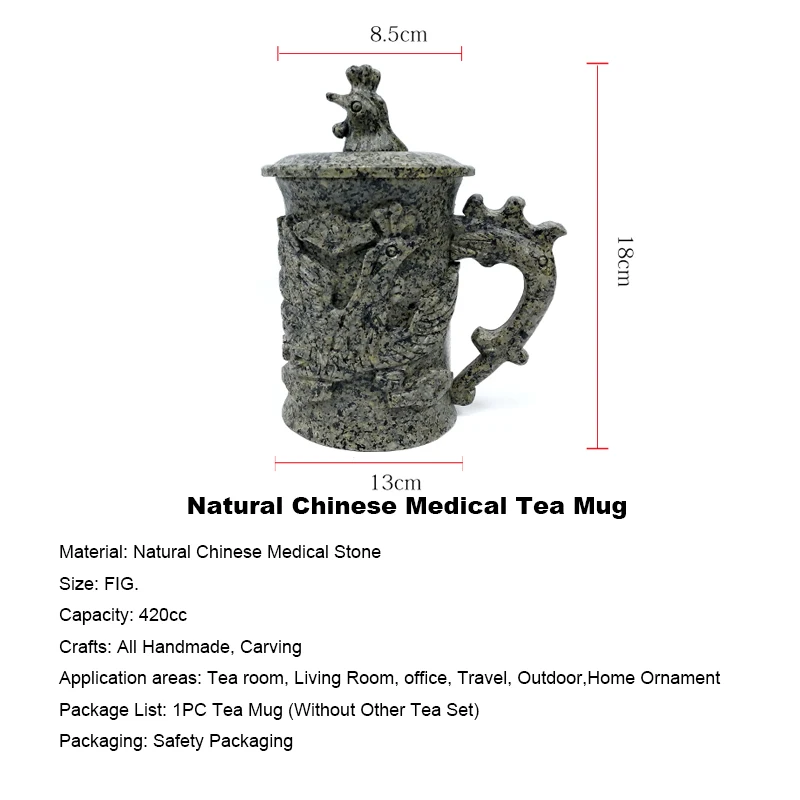 420 мл долговечность Природный лечебный камень кружка резьба Феникс Чай здоровый