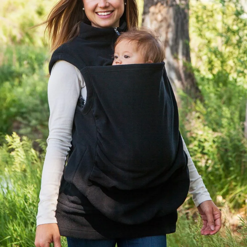 Maternity Kangaroo Pet Hoodie Pouch Winter Sleeveless Sweater Vest Baby Carrier Jacket Kangaroo Maternity Outerwear Coat S-XL