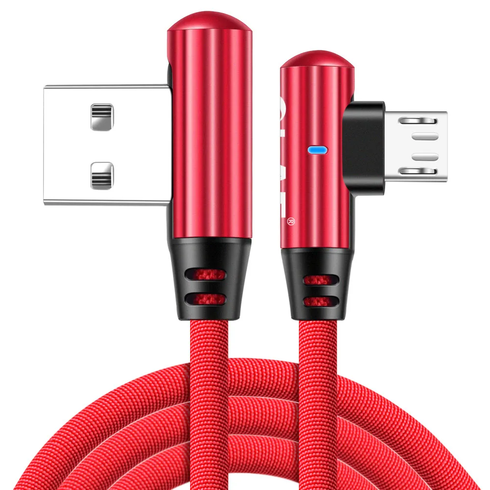 Олаф микро USB кабель 90 градусов быстрая зарядка данных Android USB кабель для samsung galaxy s7 edge xiaomi redmi htc USB Micro шнуры - Цвет: Красный