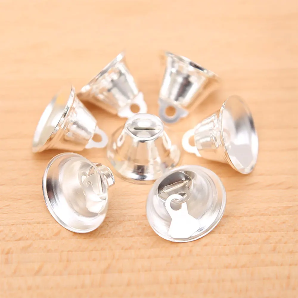 10Pcs Cute Stainless Steel Bells Christmas Pendants Ornament Decor Gold/Silver Home Supply Christmas Lights Supply Xmas Lights