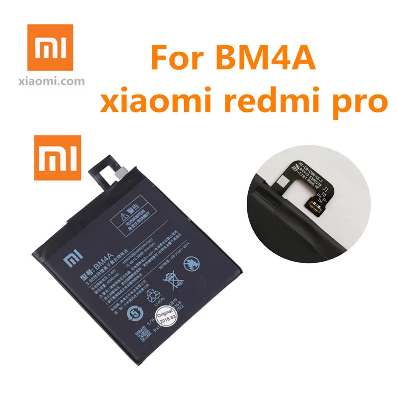 100% оригинал для millet red rice Redmi Pro батарея xiaomi 4000 мАч BM4A мобильного телефона +