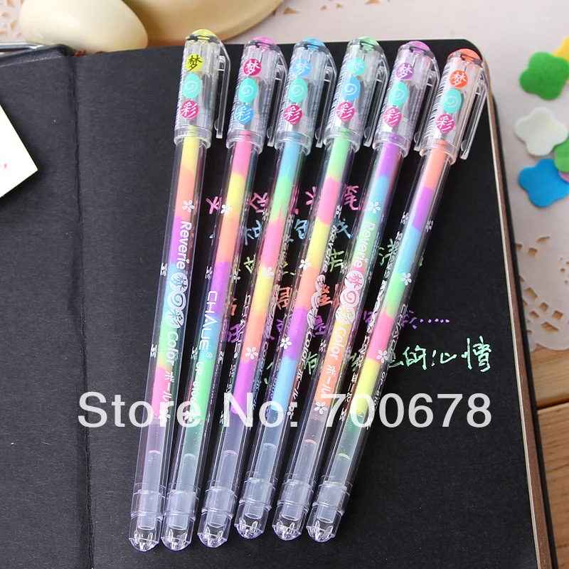 48pcs/lot korea stationery neon colorful crystallise pastels rainbow Gouache pen highlighters 6 colors in a card handwork | Канцтовары