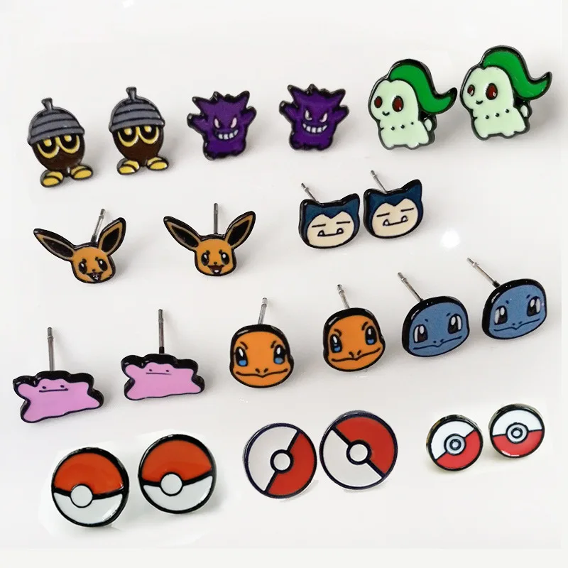 Серьги Pocket Monster, аниме, Pokemon go, Pokeball, Charmander, Snorlax, Chikorita, пирсинг, шпилька, ювелирные изделия для девочек, детей