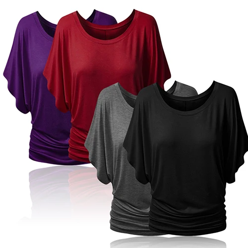 Женские повседневные топы с вырезом лодочкой Dolman футболка рукавом до локтя и