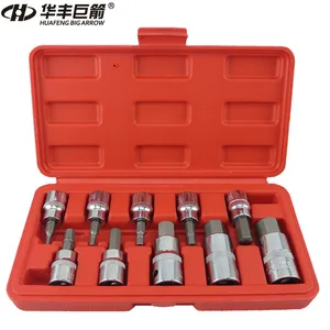 Набор насадок HUAFENG с шестигранной головкой, Набор насадок диаметром 38 дюйма и 12 дюйма, 10 шт.