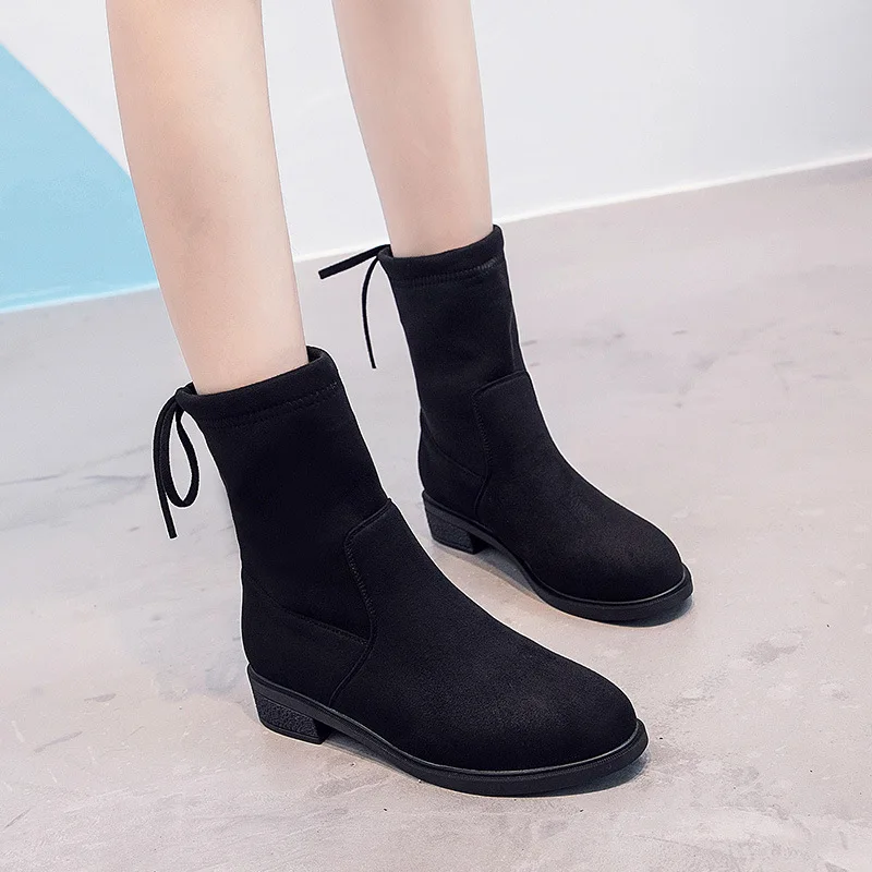 Женская обувь 2018 г. новые зимние женские короткие ботинки модные с острым носком |