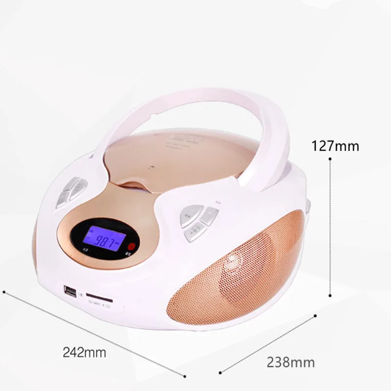 Портативный CD-плеер плода образование машина USB. SD/MMC/MS карты U диск воспроизведения портативный FM радио 3,5 аудио вход динамик