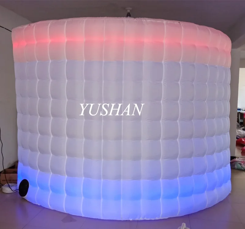 10ft Серебряный и белый Светодиодный Надувные Photo booth стены фон для фотографирования с изображением кирпичной стены мульти Цвет светодиодный свет и воздуходувки надувные стены для вечерние