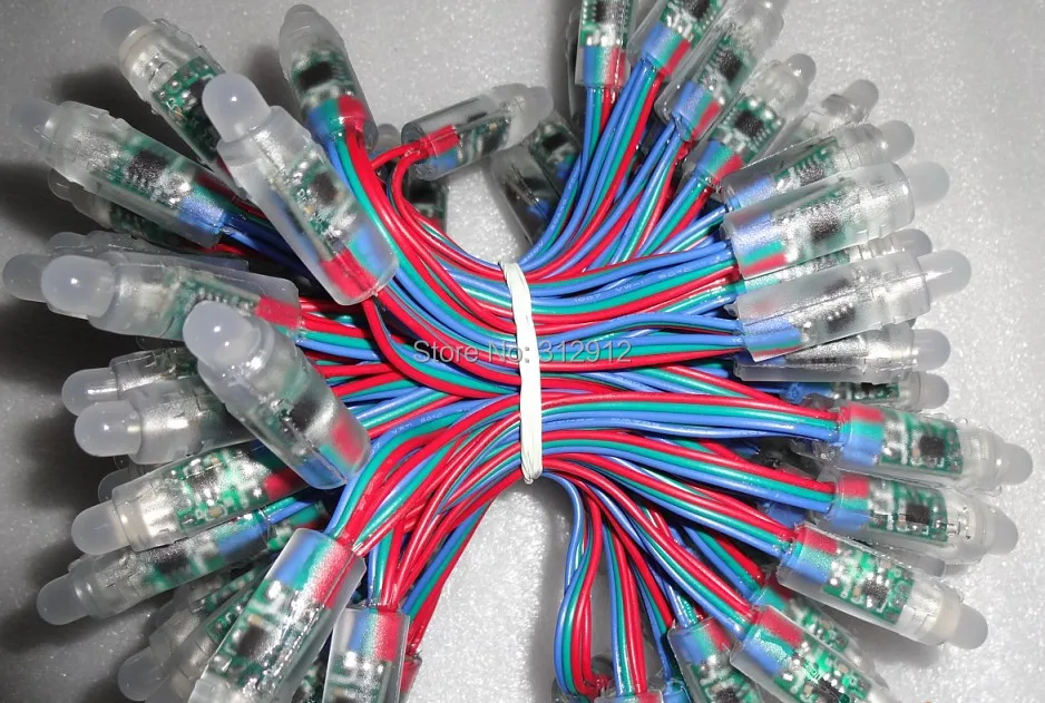 

100pcs DC12V 12mm WS2811 led smart pixel node,with all color wire(20AWG),IP68 rated