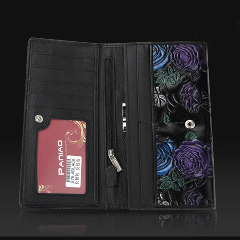 Женский Длинный кошелек из искусственной кожи дизайнерский с ручной росписью