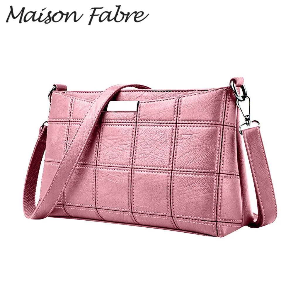 Женская кожаная сумка через плечо с ремешком простая в клетку элегантная летняя