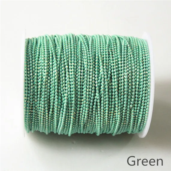 green (Y59) 1 рулон шариковой мерцающей цепи на латуни, 21 цвет, 1,5 мм браслет ожерелье шар цепь, кисточка цепь, анти-тарнихи, высокое качество 100 ярдов - Цвет: green (Y59)