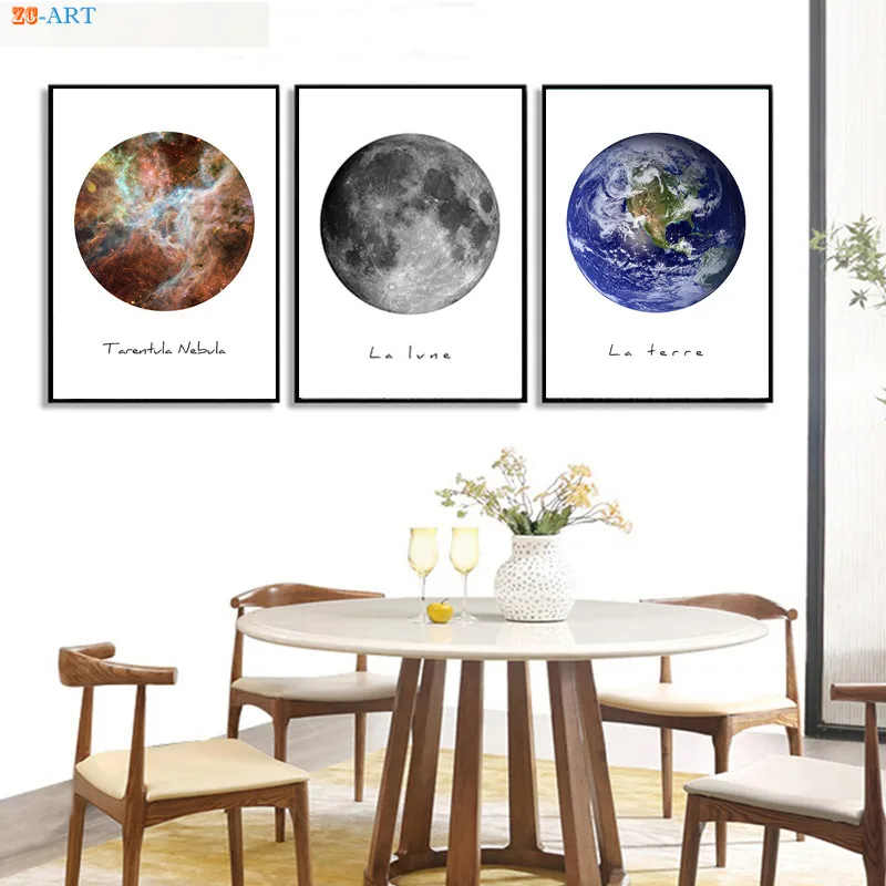 Современная Картина на холсте с изображением земли синяя планета Настенная