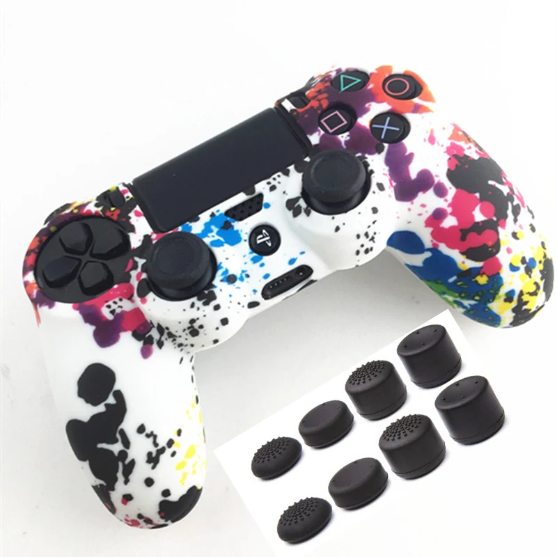 Камуфляжная силиконовая защитная накладка для контроллера Playstation 4 PS4 Pro Slim + 8