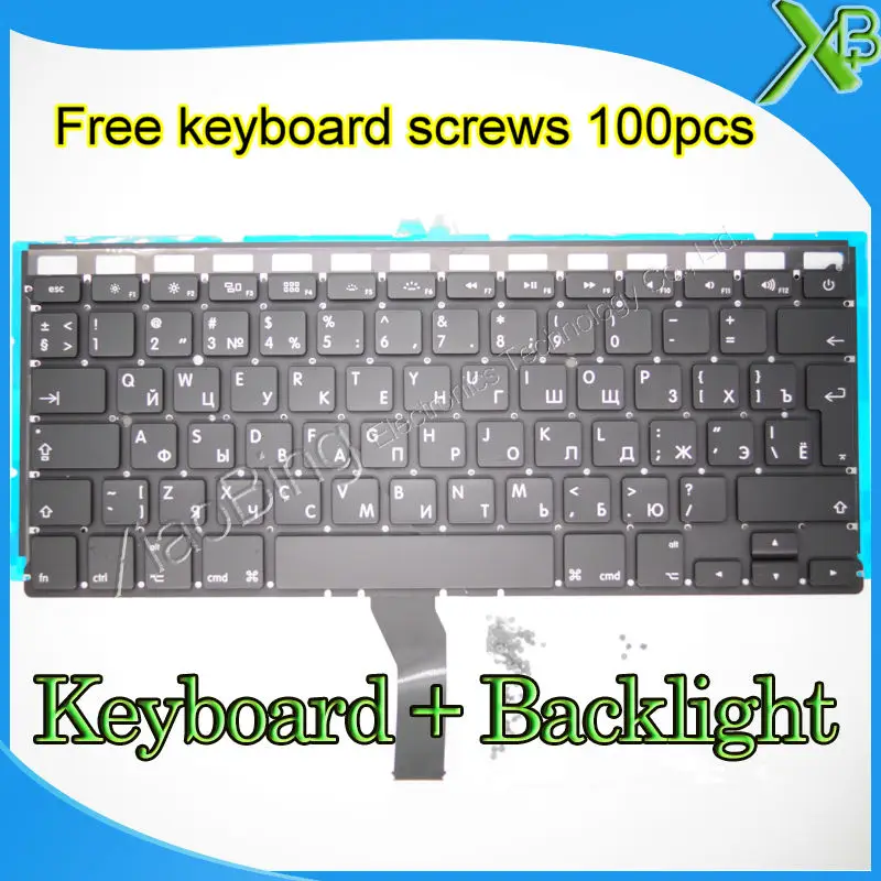 

Brand New RU Russian keyboard+Backlight Backlit+100pcs keyboard screws 2010-2015 Years For MacBook Air 13.3" A1369 A1466