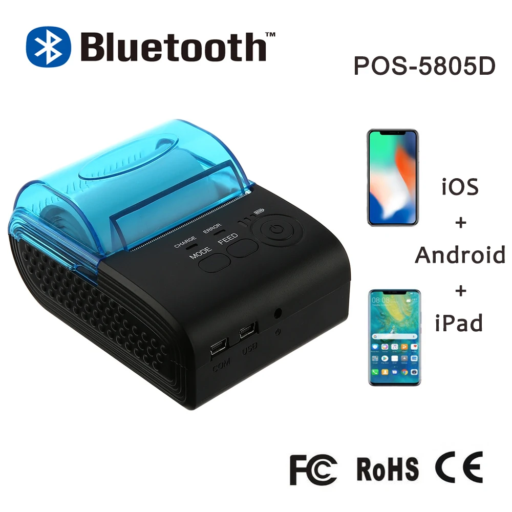 

Портативный Миниатюрный Bluetooth Термопринтер для чеков, принтер для телефона, Android iOS Windows 58 мм