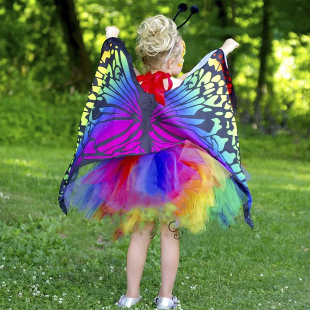 Halloween Butterfly Tutu Dress Little Kids Girls Bright Rainbow Birthday Party Dresses Children Christmas Thanksgiving Clothes | Детская